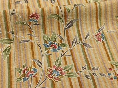 平和屋着物■上質な小紋　更紗花文　　正絹　逸品　AABL4735sx