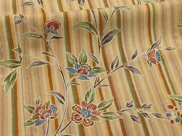 平和屋着物■上質な小紋　更紗花文　　正絹　逸品　AABL4735sx