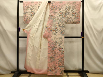 平和屋着物■訪問着　松竹梅風景文　暈し染め　正絹　逸品　AABL4741sx