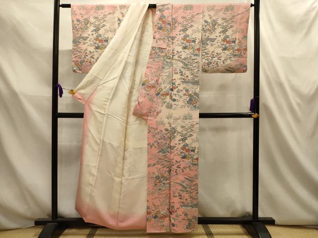平和屋着物■訪問着　松竹梅風景文　暈し染め　正絹　逸品　AABL4741sx