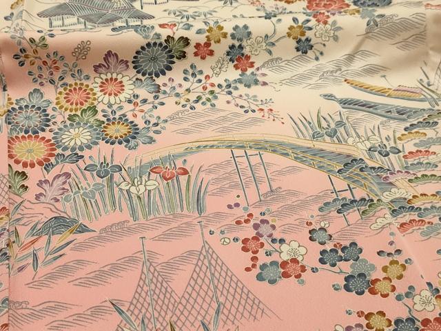平和屋着物■訪問着　松竹梅風景文　暈し染め　正絹　逸品　AABL4741sx