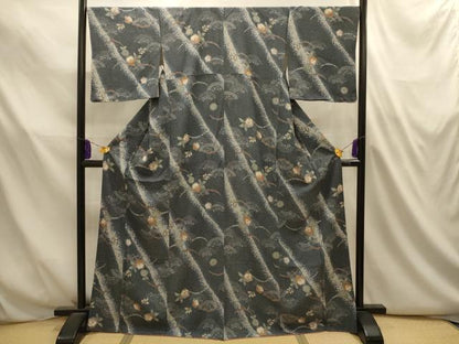 平和屋着物■上質な小紋　紬地　辻が花　金彩　正絹　逸品　AABL4742sx