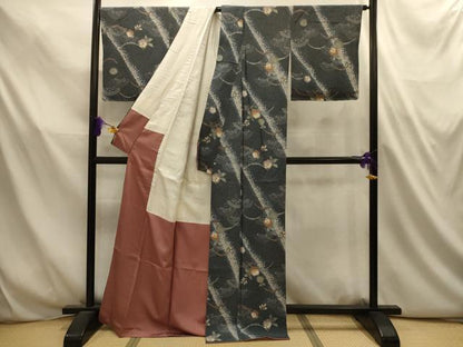 平和屋着物■上質な小紋　紬地　辻が花　金彩　正絹　逸品　AABL4742sx