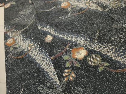 平和屋着物■上質な小紋　紬地　辻が花　金彩　正絹　逸品　AABL4742sx