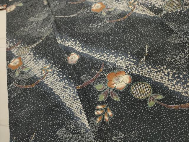 平和屋着物■上質な小紋　紬地　辻が花　金彩　正絹　逸品　AABL4742sx