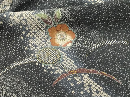 平和屋着物■上質な小紋　紬地　辻が花　金彩　正絹　逸品　AABL4742sx