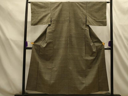 平和屋着物■上質な紬　格子　正絹　逸品　AABL4746sx