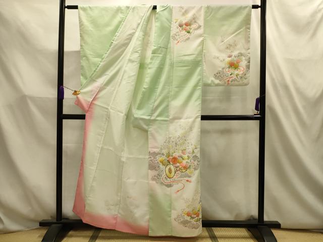 平和屋着物■訪問着　駒刺繍　花鼓文　暈し染め　銀彩　正絹　逸品　AABL4747sx