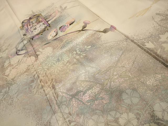 平和屋着物■訪問着　貝桶花文　暈し染め　金銀彩　正絹　逸品　AABL4748sx