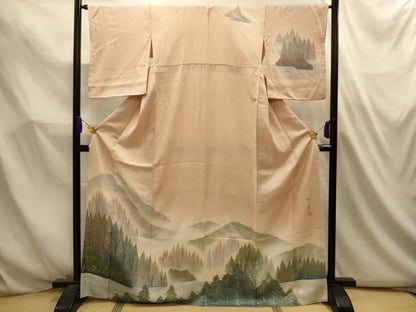 平和屋着物■訪問着　作家物　瑞穂　遠山樹林風景文　暈し染め　正絹　逸品　AABL4749sx