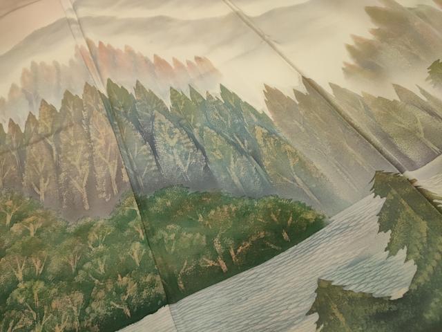 平和屋着物■訪問着　作家物　瑞穂　遠山樹林風景文　暈し染め　正絹　逸品　AABL4749sx