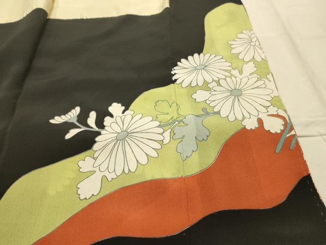 平和屋着物■豪華黒留袖　刺繍　花鳥文　金銀糸　金彩　正絹　逸品　AABL4750sx