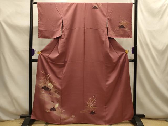 平和屋着物■訪問着　刺繍　流水群鶴文　暈し染め　金彩　正絹　逸品　AABL4762sx