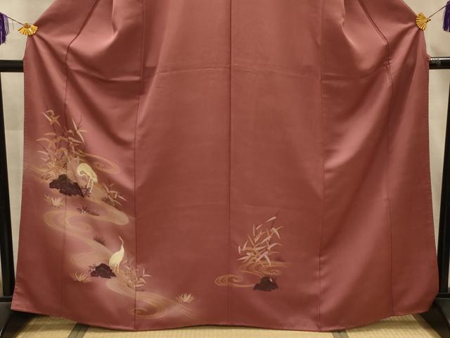 平和屋着物■訪問着　刺繍　流水群鶴文　暈し染め　金彩　正絹　逸品　AABL4762sx