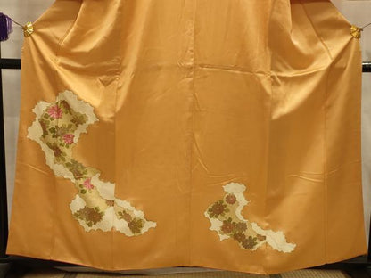 平和屋着物■訪問着　刺繍　雲取り花文　金糸　金彩　やまと誂製　正絹　逸品　AABL4766sx