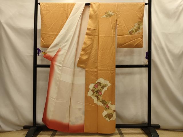 平和屋着物■訪問着　刺繍　雲取り花文　金糸　金彩　やまと誂製　正絹　逸品　AABL4766sx