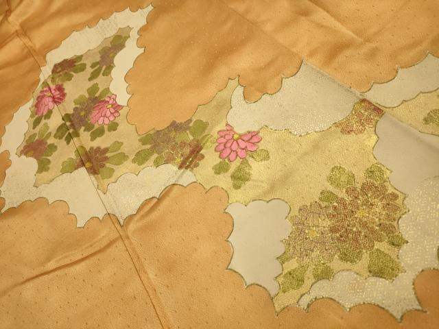 平和屋着物■訪問着　刺繍　雲取り花文　金糸　金彩　やまと誂製　正絹　逸品　AABL4766sx
