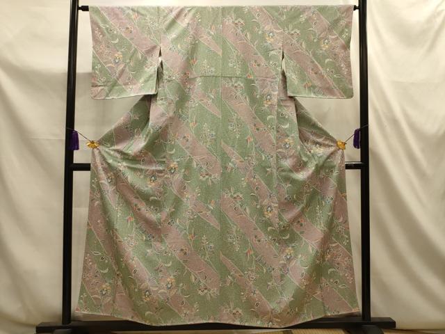 平和屋着物■上質な小紋　更紗花文　正絹　逸品　AABL4769sx
