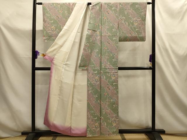 平和屋着物■上質な小紋　更紗花文　正絹　逸品　AABL4769sx
