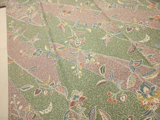 平和屋着物■上質な小紋　更紗花文　正絹　逸品　AABL4769sx