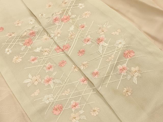 平和屋着物■振袖用長襦袢　袷　雪芝文　暈し染め　半衿刺繍　正絹　逸品　AABL4771sx