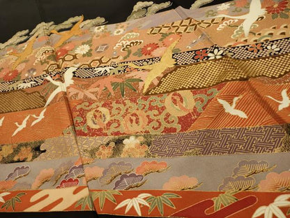 平和屋着物■豪華黒留袖　駒刺繍　松竹梅飛鶴文　金彩　正絹　逸品　AABL4774sx