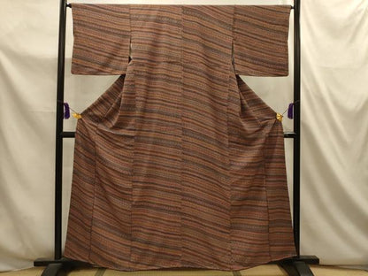 平和屋着物■上質な小紋　横段花文　正絹　逸品　AABL4777sx