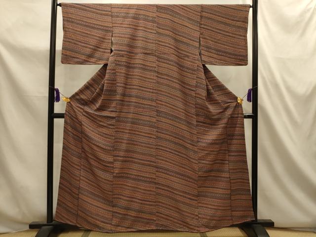 平和屋着物■上質な小紋　横段花文　正絹　逸品　AABL4777sx