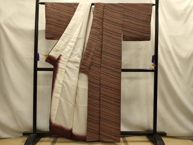 平和屋着物■上質な小紋　横段花文　正絹　逸品　AABL4777sx