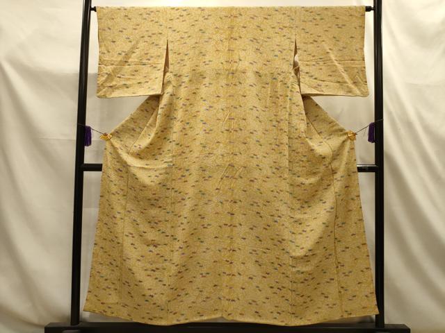 平和屋着物■上質な小紋　舞花文　鬼しぼ縮緬　正絹　逸品　AABL4778sx