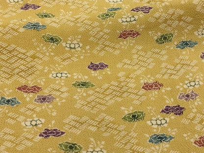 平和屋着物■上質な小紋　舞花文　鬼しぼ縮緬　正絹　逸品　AABL4778sx