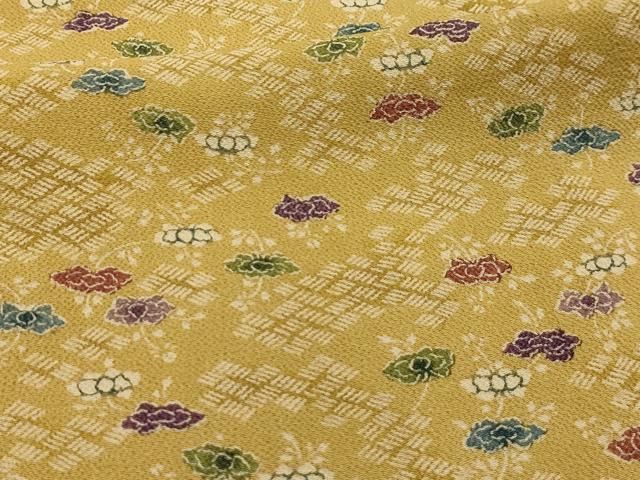 平和屋着物■上質な小紋　舞花文　鬼しぼ縮緬　正絹　逸品　AABL4778sx