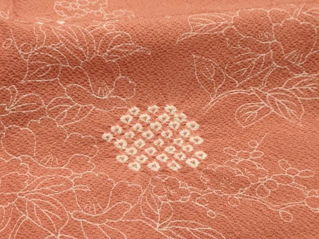 平和屋着物■上質な小紋　絞り　枝花文　正絹　逸品　AABL4782sx