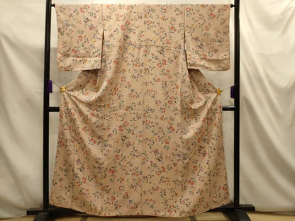 平和屋着物■上質な小紋　更紗花文　正絹　逸品　AABL4785sx