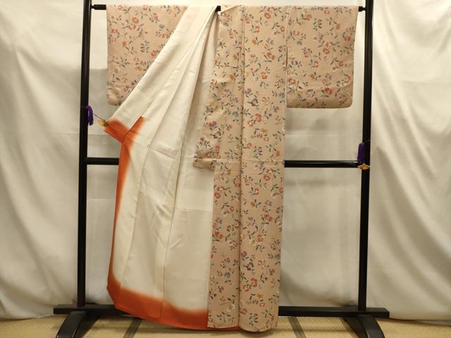 平和屋着物■上質な小紋　更紗花文　正絹　逸品　AABL4785sx