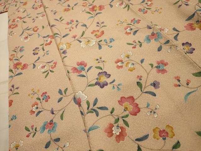 平和屋着物■上質な小紋　更紗花文　正絹　逸品　AABL4785sx