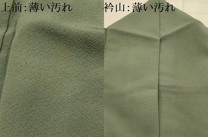 平和屋着物■上質な色無地　紋意匠　鶸茶色　正絹　逸品　AABL4789sx