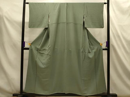 平和屋着物■上質な色無地　紋意匠　鶸茶色　正絹　逸品　AABL4789sx
