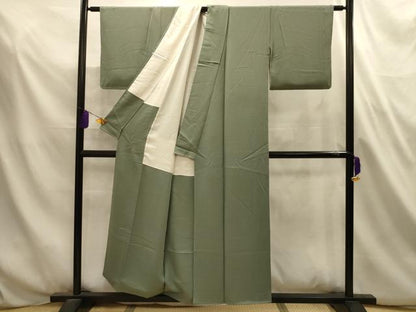 平和屋着物■上質な色無地　紋意匠　鶸茶色　正絹　逸品　AABL4789sx