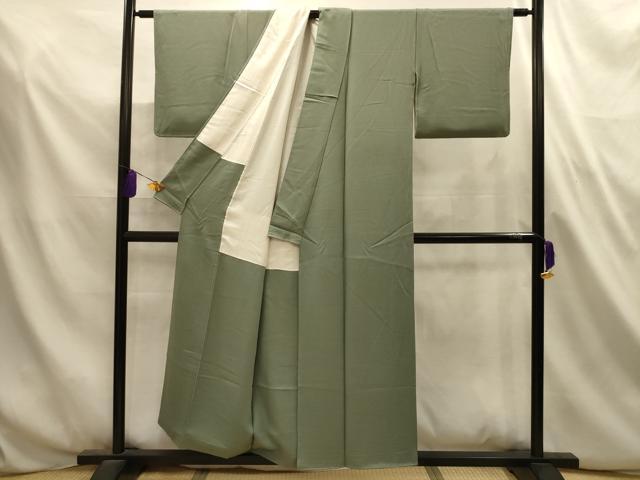 平和屋着物■上質な色無地　紋意匠　鶸茶色　正絹　逸品　AABL4789sx