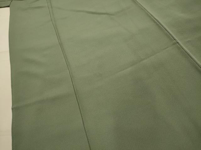 平和屋着物■上質な色無地　紋意匠　鶸茶色　正絹　逸品　AABL4789sx