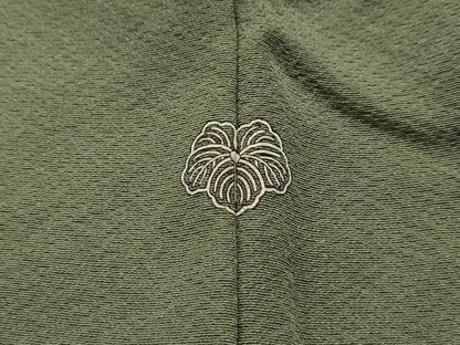 平和屋着物■上質な色無地　紋意匠　鶸茶色　正絹　逸品　AABL4789sx