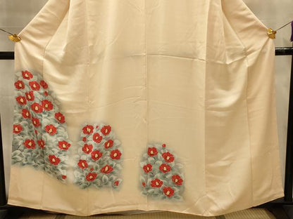 平和屋着物■訪問着　刺繍　椿　暈し染め　金糸　正絹　逸品　AABL4790sx