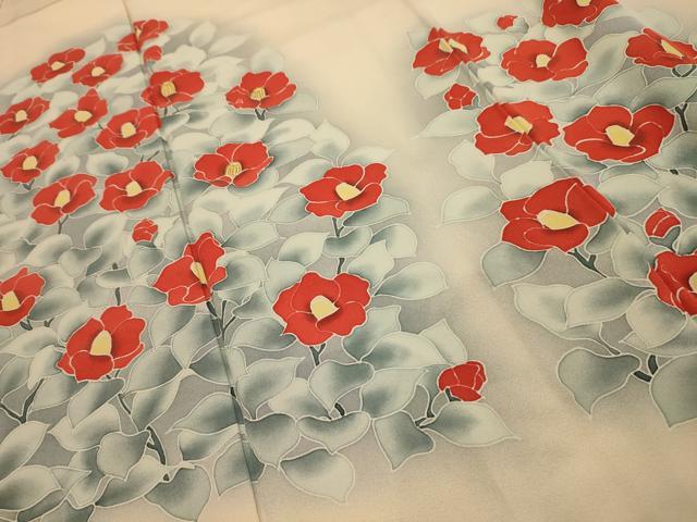 平和屋着物■訪問着　刺繍　椿　暈し染め　金糸　正絹　逸品　AABL4790sx