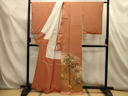 平和屋着物■十日町友禅作家　龍谷　訪問着　道長扇面花鳥文　暈し染め　金銀彩　正絹　逸品　AABL4791sx