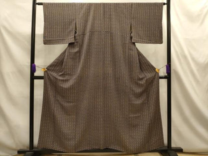 平和屋着物■上質な小紋　麻の葉文様　黒地　正絹　逸品　AABL4795sx