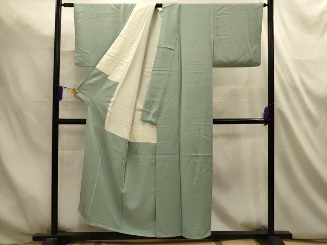 平和屋着物■上質な紬　紬地　錆青磁色　正絹　逸品　AABL4798sx