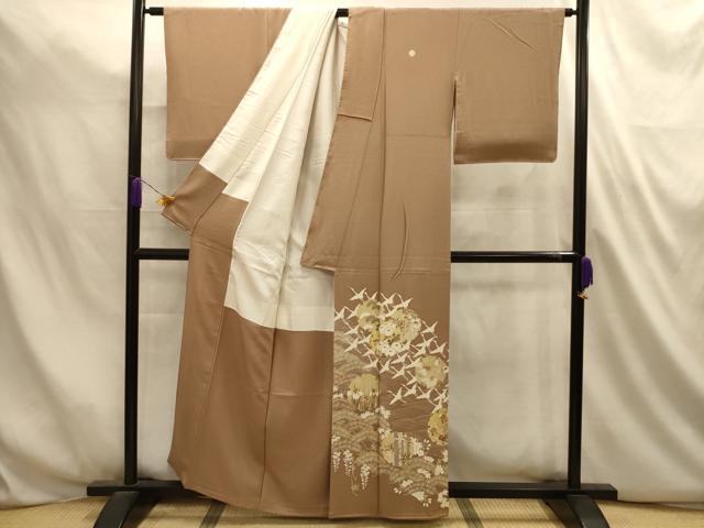 平和屋着物■豪華色留袖　松竹梅立波飛鶴雪輪花文　金彩　正絹　逸品　AABL4803sx