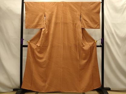 平和屋着物■上質な色無地　流水花地紋　小麦色　正絹　逸品　AABL4804sx
