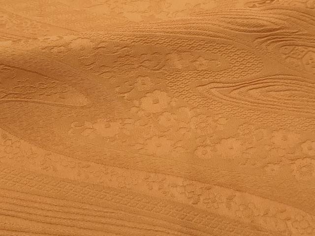平和屋着物■上質な色無地　流水花地紋　小麦色　正絹　逸品　AABL4804sx